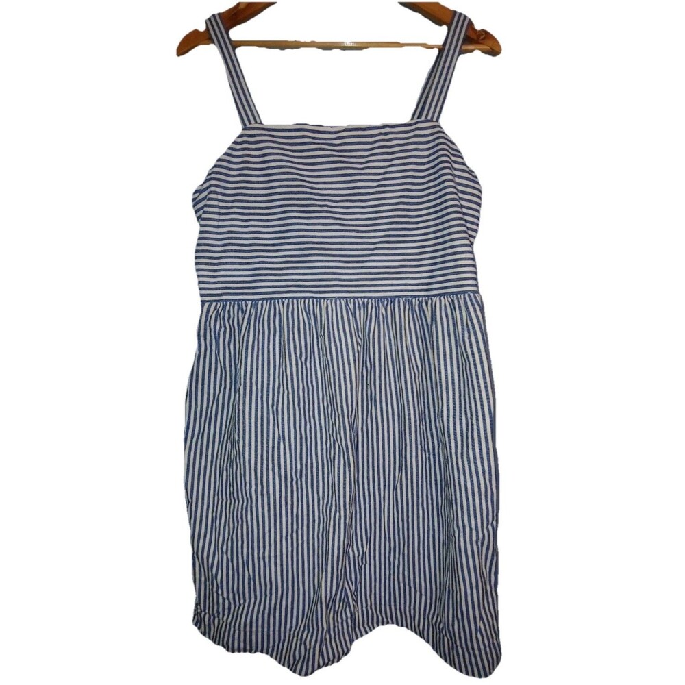 Ann Taylor LOFT Blue And White Striped Square Neck Line Dress